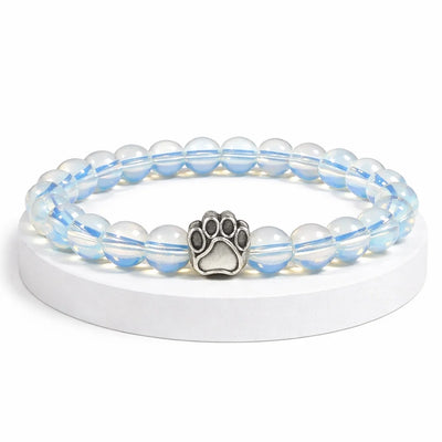 Bracelet Cristal Pattes de Secours — perles opalite, breloque patte