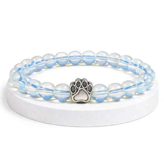 Bracelet Cristal Pattes de Secours — perles opalite, breloque patte
