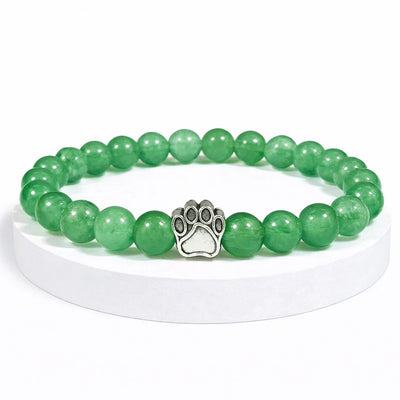 Bracelet Jade Pattes de Secours — perles jade vert, breloque patte