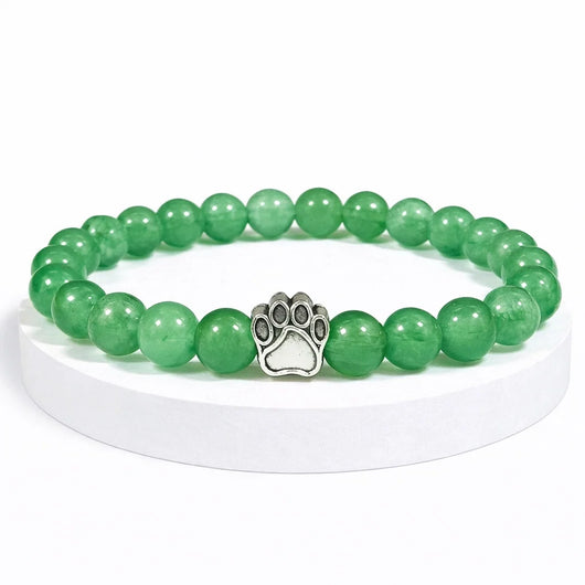Bracelet Jade Pattes de Secours — perles jade vert, breloque patte