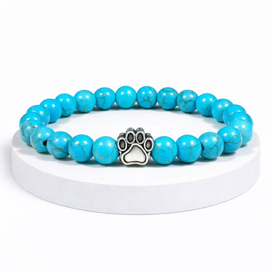 Bracelet Turquoise Pattes de Secours — perles turquoise, breloque patte